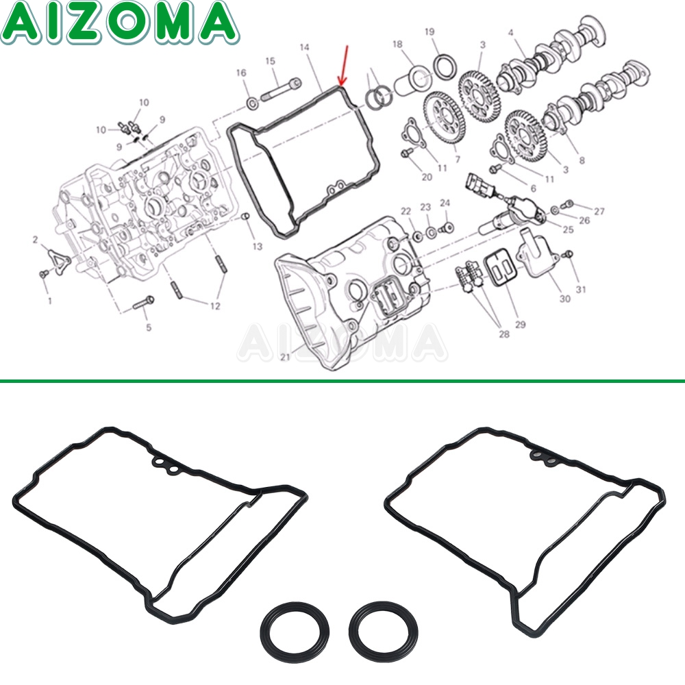 オートバイアクセサリーシリンダーヘッドカバーガスケットドゥカ - Motorcycle Gasket のレビューと価格